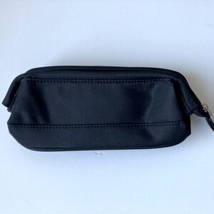 Lancome Vintage Makeup Bag Black Cosmetic Makeup Zipper Bag 8" x 3 1/4" New